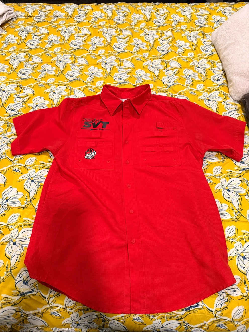 Pro Edge Red Short-Sleeve Button-Down Work Shirt